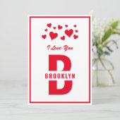 White Red Hipster Monogram Happy Valentine's Day Kaart (Staand voorkant)
