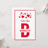 White Red Hipster Monogram Happy Valentine's Day Kaart (Voorkant / Achterkant in situ)