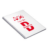 White Red Hipster Monogram Happy Valentine's Day Notitieboek (Rechterzijde)