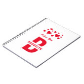 White Red Hipster Monogram Happy Valentine's Day Notitieboek (Linkerzijde)