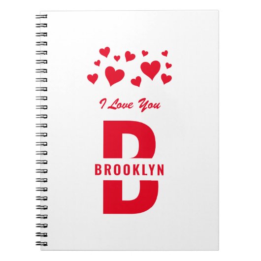 White Red Hipster Monogram Happy Valentine's Day Notitieboek (Voorkant)