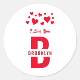 White Red Hipster Monogram Happy Valentine's Day Ronde Sticker