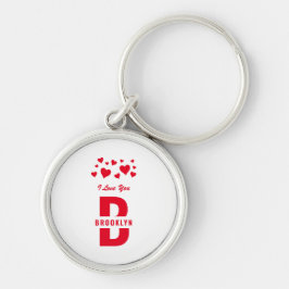 White Red Hipster Monogram Happy Valentine's Day Sleutelhanger