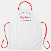 White Red Homemade with Love Personalized Kitchen Schort (Voorkant)