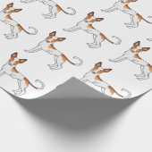White & Red Ibizan Hound Smooth Coat Dog Patroon Cadeaupapier (Hoek)