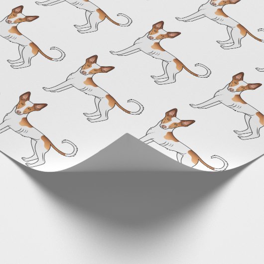 White & Red Ibizan Hound Smooth Coat Dog Patroon Cadeaupapier (Hoek)