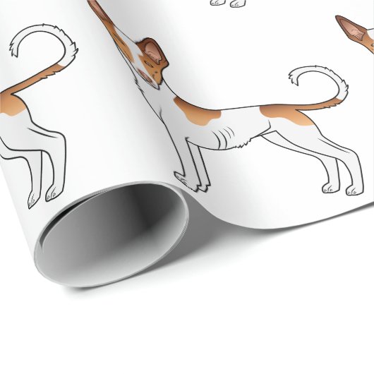 White & Red Ibizan Hound Smooth Coat Dog Patroon Cadeaupapier (Rol Hoek)