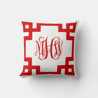 White Red Key Vine Monogram DIY BG Kussen