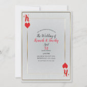 White & Red King of Hearts Kaart Elegant Huwelijk (Voorkant)