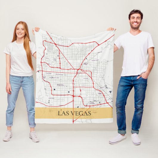 WHITE RED LAS VEGAS NEVADA USA OUTLINE MAP FLEECE DEKEN (In situ)