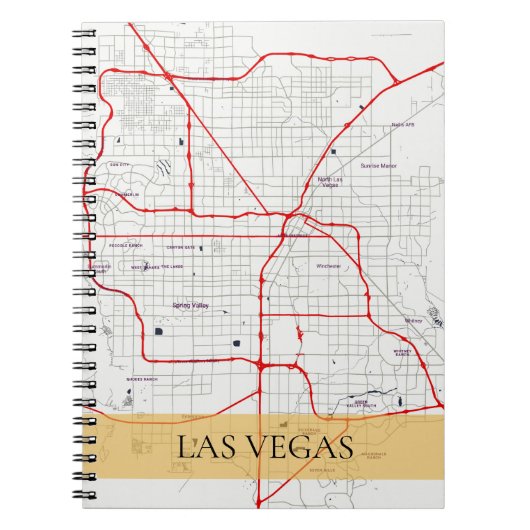 WHITE RED LAS VEGAS NEVADA USA OUTLINE MAP NOTITIEBOEK (Voorkant)
