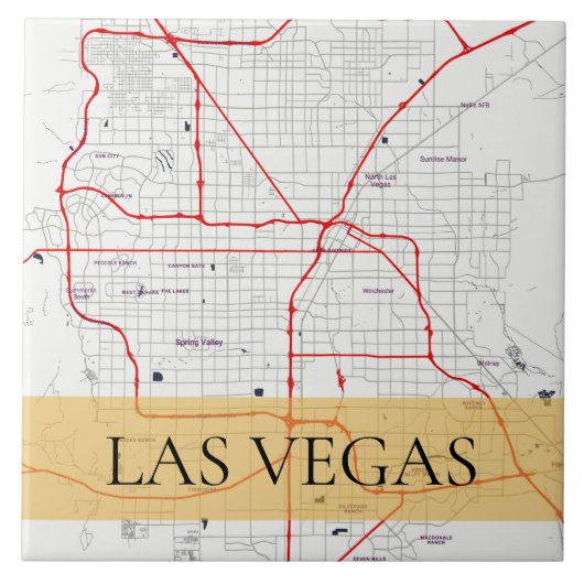 WHITE RED LAS VEGAS NEVADA USA OUTLINE MAP TEGELTJE (Voorkant)