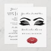 White Red Lips Glitter Bridal Sweet 16th Mermaid Kaart (Voorkant / Achterkant)