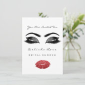 White Red Lips Glitter Bridal Sweet 16th Mermaid Kaart (Staand voorkant)