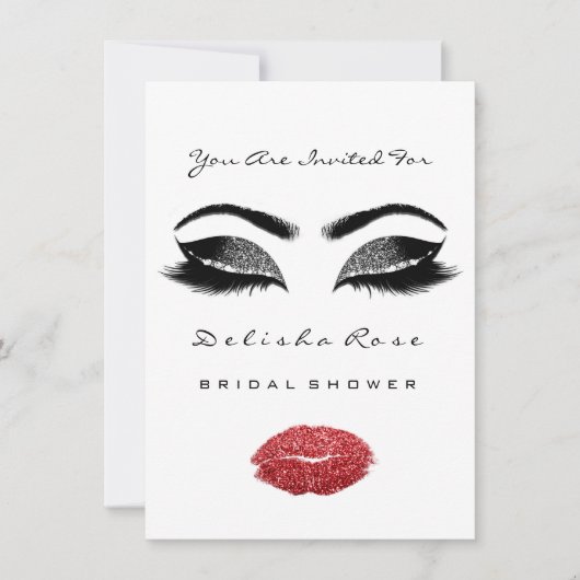 White Red Lips Glitter Bridal Sweet 16th Mermaid Kaart (Voorkant)