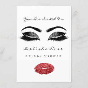 White Red Lips Glitter Bridal Sweet 16th Mermaid Kaart