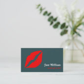 White Red Lips Makeup Artist Visitekaartje (Staand voorkant)