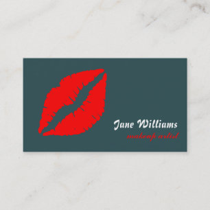 White Red Lips Makeup Artist Visitekaartje
