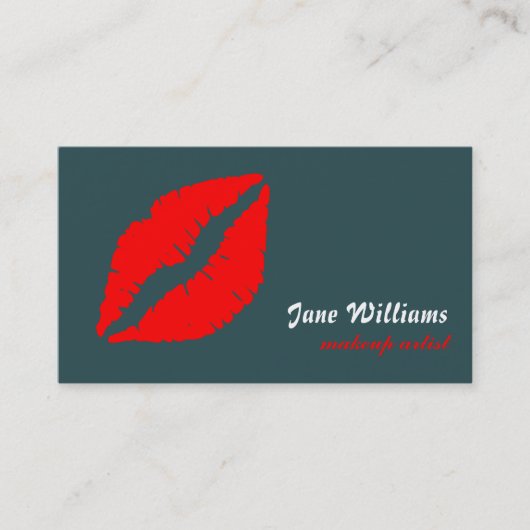 White Red Lips Makeup Artist Visitekaartje (Voorkant)