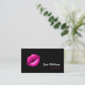 White Red Lips Makeup Artist Visitekaartje (Staand voorkant)