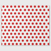 White & Red Medium Polka Dot Kerstmis Cadeaupapier (Vlak)