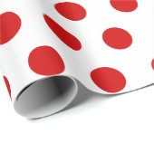 White & Red Medium Polka Dot Kerstmis Cadeaupapier (Rol Hoek)