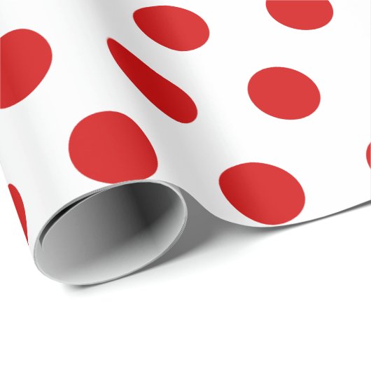 White & Red Medium Polka Dot Kerstmis Cadeaupapier (Rol Hoek)