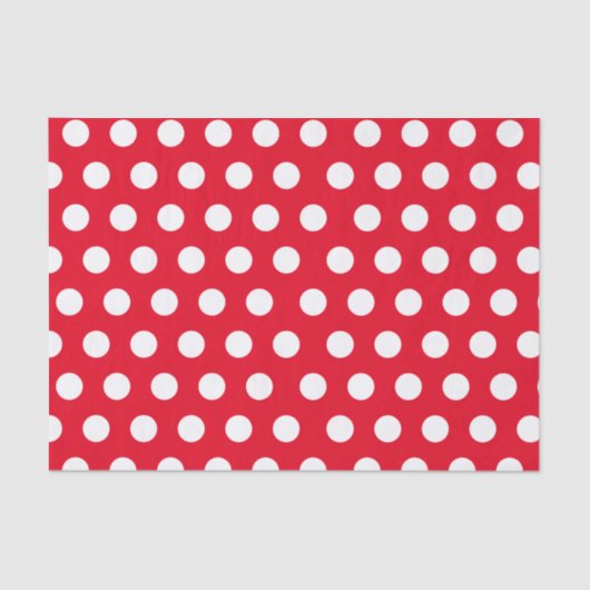 White & Red Medium Polka Dot Kerstmis Tissuepapier (Voorkant)