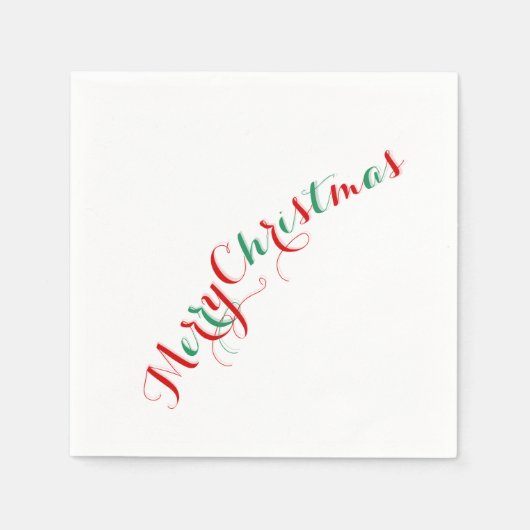 White Red Merry-kerstpapier Napkins Servetten (Voorkant)