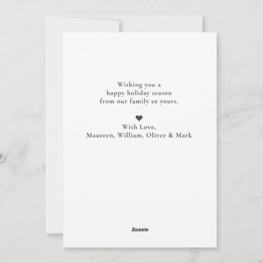 WHITE RED MODERN TYPOGRAPHY PHOTO ORNAMENT  FEESTDAGENKAART (Achterkant)