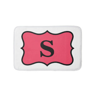 White Red Monogram Initiaal Home Decorative Badmat