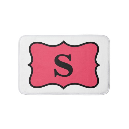 White Red Monogram Initiaal Home Decorative Badmat (Voorkant)