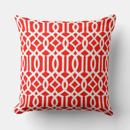 White Red Moroccan Trellis Decor Pillow Kussen