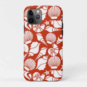 White Red Ocean Nautical Seashells Patroon Case-Mate iPhone Case
