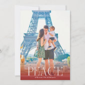 White & Red Overlay Foto Moderne PEACE Feestdagenkaart (Voorkant)