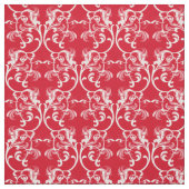 White Red Parisian Damask Pattern Fabric Stof (Swatch)