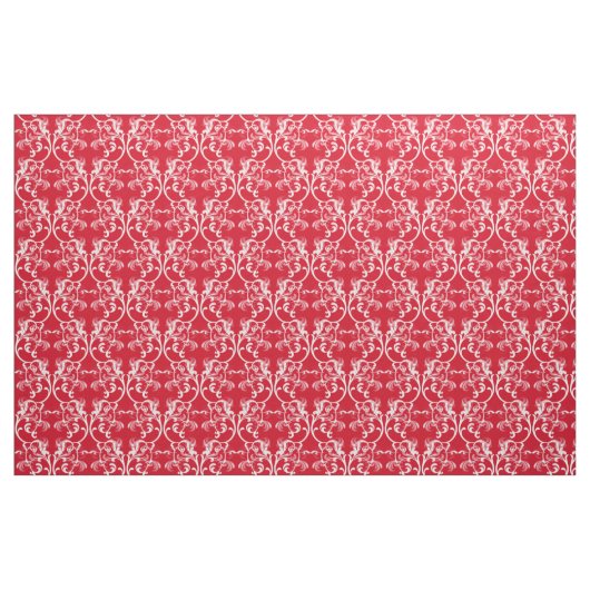 White Red Parisian Damask Pattern Fabric Stof (Fat Quarter)
