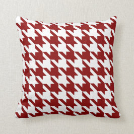 White Red Pied de Poule Houndstooth Kussen