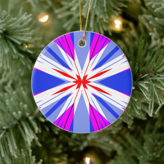 White Red Pink Blue Kerstmis Starburst Star Keramisch Ornament (Boom)