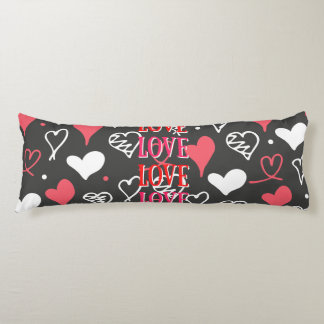 White Red & Pink "Love" Phrase Print Body Pillow Lichaamskussen