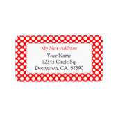 White Red Polka Dots Custom New Address Lables Etiket (Voorkant)