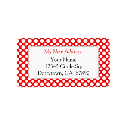 White Red Polka Dots Custom New Address Lables Etiket (Voorkant)