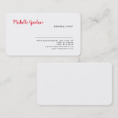 White Red Popular Fonts Plain Modern minimalist Visitekaartje (Voorkant / Achterkant)