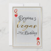 White & Red Queen of Hearts Vegas 21st Birthday Kaart (Voorkant)