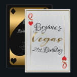 White & Red Queen of Hearts Vegas 21st Birthday Kaart<br><div class="desc">Aanpassen voor elke gebeurtenis</div>