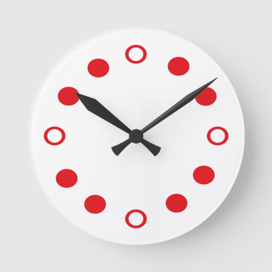 White Red Retro Modern Clock Ronde Klok (Voorkant)