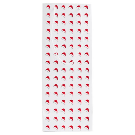 White red Santa Hat patroon kerst Wijn Cadeautas (Achterkant)