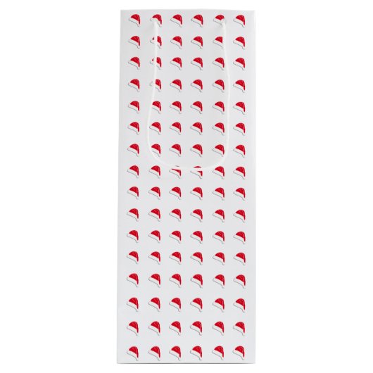 White red Santa Hat patroon kerst Wijn Cadeautas (Voorkant)