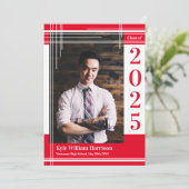 White Red School Colour Afstuderen Foto geplakt Kaart (Staand voorkant)