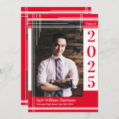 White Red School Colour Afstuderen Foto geplakt Kaart (Voorkant / Achterkant)